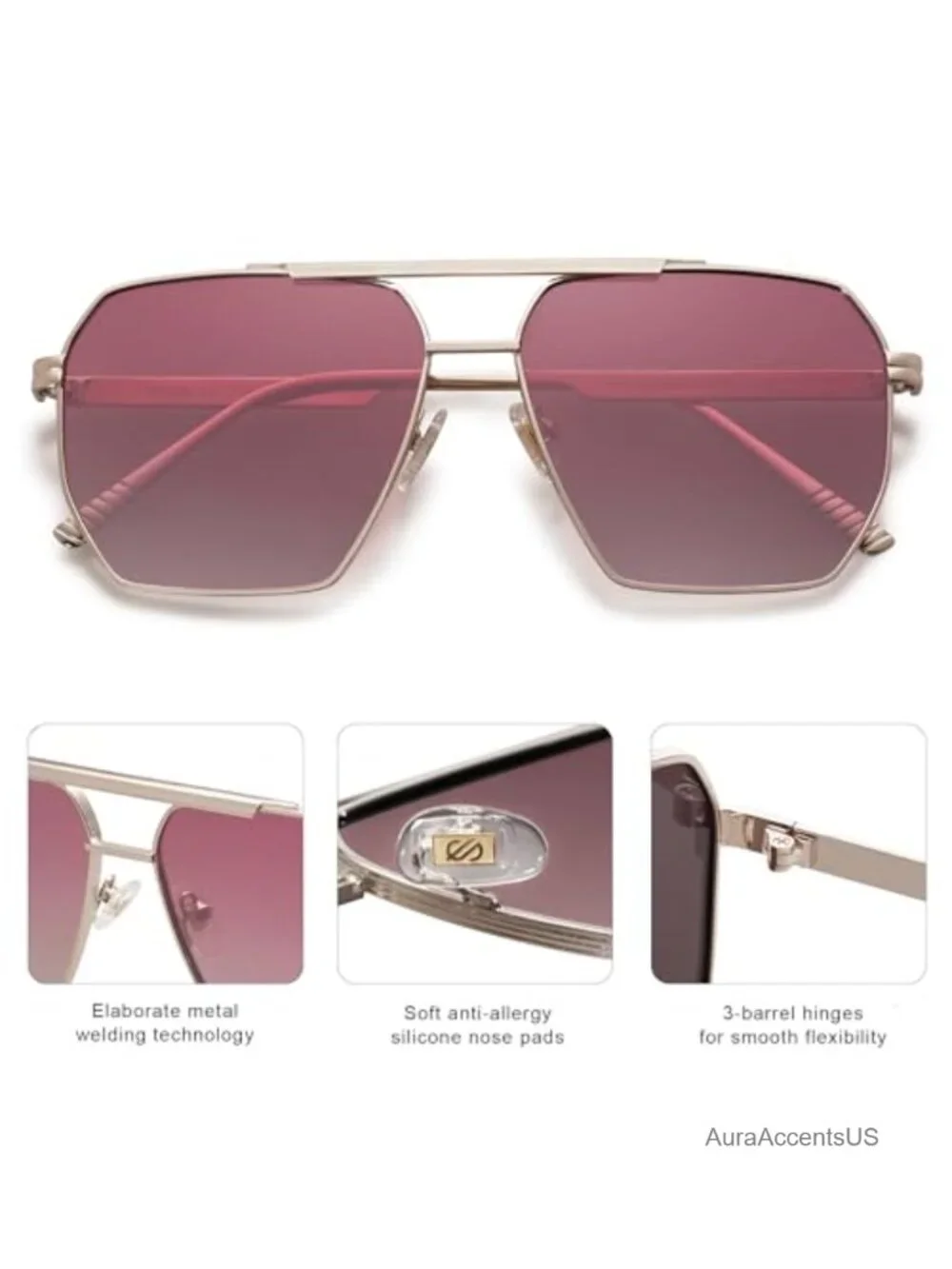 Oversized Square Polarized Sunglasses UV400 Anti-Glare Full Frame Metal